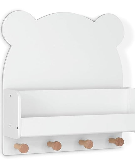 Delta Children babyGap Charlie 6-in-1 Convertible Crib + Brannan Bear Bookcase with Bins + Brannan Bear Wall Shelf with 4 Hooks, Bianca White (Bundle) - LeafyLoom