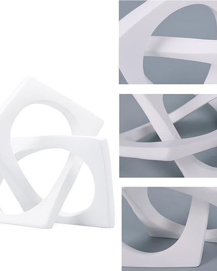 DOVDOV Geometric cube white knot decorations, geometric sculptures, modern home decorations for home decor accents, dining tables, on shelves, consoles, entryway tabletop centrepieces - LeafyLoom