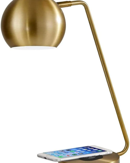 Adesso 5131-21 Emerson Desk Lamp Wireless Charging, 7W LED, 5W QI, USB Port, Indoor Lighting Lamps - LeafyLoom