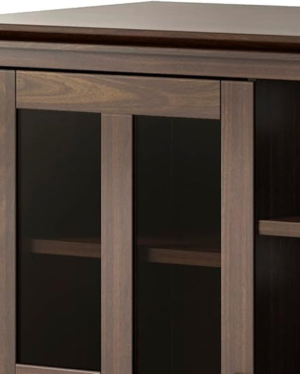 SIMPLIHOME Artisan SOLID WOOD Universal TV Media Stand, 53 inch Wide, Transitional, Living Room Entertainment Center, Storage Shelves and Cabinets, for Flat Screen TVs up to 60 inches in Tobacco Brown - LeafyLoom