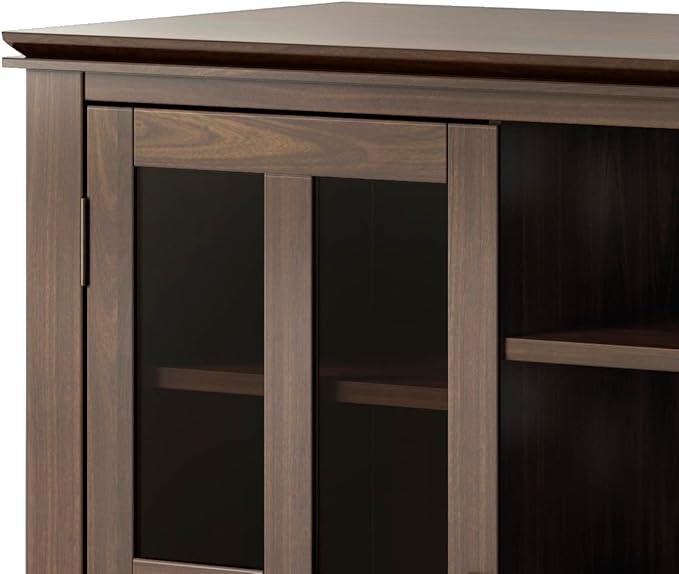 SIMPLIHOME Artisan SOLID WOOD Universal TV Media Stand, 53 inch Wide, Transitional, Living Room Entertainment Center, Storage Shelves and Cabinets, for Flat Screen TVs up to 60 inches in Tobacco Brown - LeafyLoom