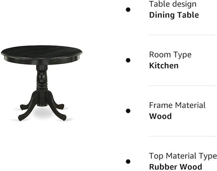 East West Furniture Kitchen Table, 36x36 Inch, ANT-ABK-TP - LeafyLoom