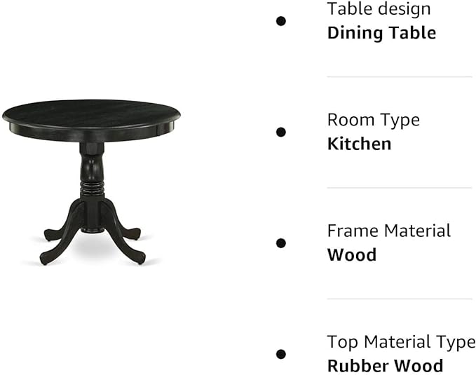East West Furniture Kitchen Table, 36x36 Inch, ANT-ABK-TP - LeafyLoom