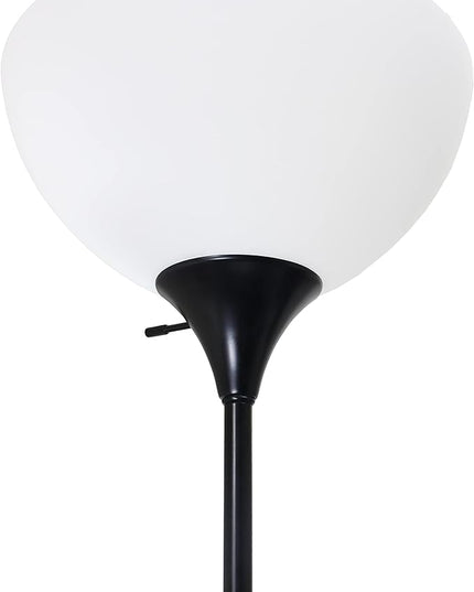 Simple Designs LF2000-BLK-2PK 2 Light Mother Daughter Floor Lamp with Reading Light, 2 Pk Black, 71.5" - LeafyLoom