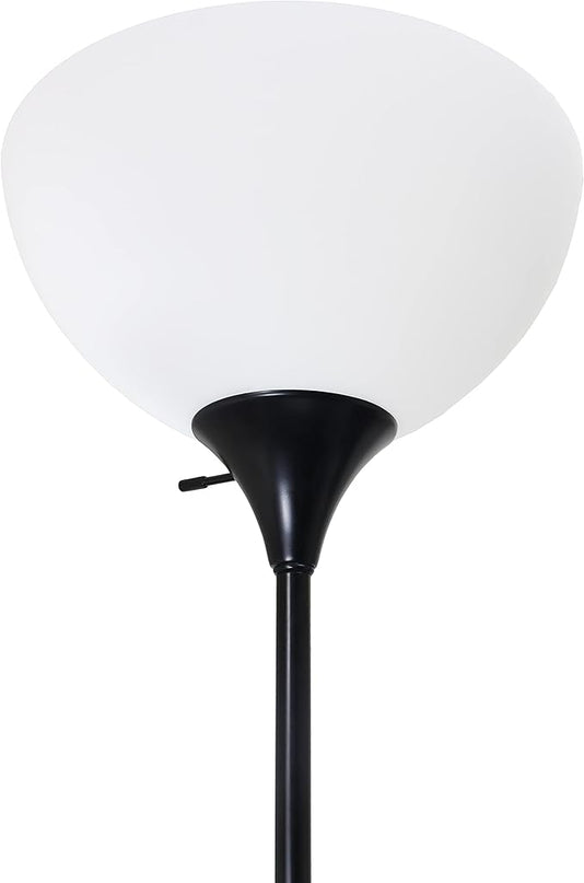 Simple Designs LF2000-BLK-2PK 2 Light Mother Daughter Floor Lamp with Reading Light, 2 Pk Black, 71.5" - LeafyLoom