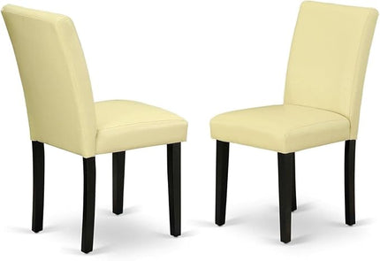 East West Furniture Norfolk 3 Piece Set Contains a Rectangle Dining Room Table with Butterfly leaf and 2 Eggnog Faux Leather Parson Chairs, 32x54 Inch, NOAB3-BLK-73 - LeafyLoom