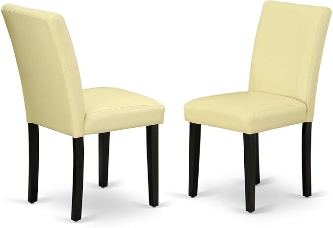 East West Furniture Norfolk 3 Piece Set Contains a Rectangle Dining Room Table with Butterfly leaf and 2 Eggnog Faux Leather Parson Chairs, 32x54 Inch, NOAB3-BLK-73 - LeafyLoom