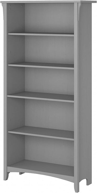 Bush Furniture Salinas Tall 5 Shelf Bookcase in Cape Cod Gray - LeafyLoom