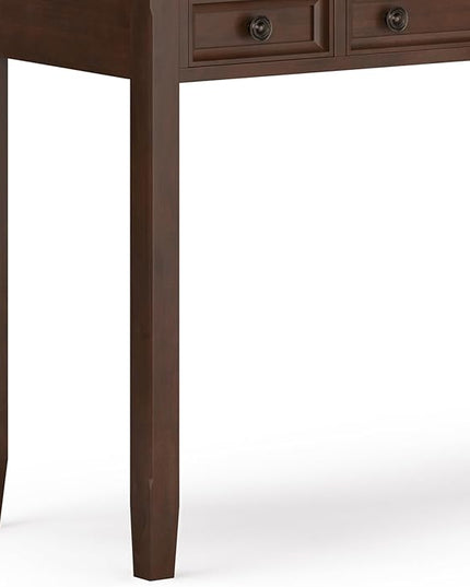 SIMPLIHOME Amherst SOLID WOOD Transitional 54 Inch Wide Desk in Russet Brown, For the Office Desk, Writing Table, Workstation and Study Table - LeafyLoom