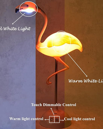 Fantasee Flamingo Desk Lamp USB Bedside Table Lamp Nursery Night Light Touch Dimmable for Child Kids Students Bedroom Living Room Dorm Reading Birthday Party Gift (Pink Flamingo) - LeafyLoom