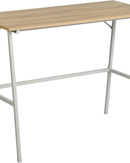 FurnitureR Home Office Computer Desk, Compact Writing Desk Study Desk with Metal Frame for Apartment, Dorm, Bedroom, Small Space (39.4 Inch, Brown) - LeafyLoom
