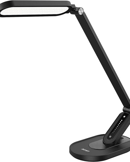 LED Desk Lamp, Eye-Caring Table Lamps Natural Light Protects Eyes Dimmable Office Lamp with 5 Color Modes USB Charging Port Touch Control and Memory Function, 10W Reading Lamp,Black - LeafyLoom