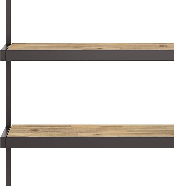 SIMPLIHOME Erina SOLID ACACIA WOOD 36 Inch Rectangle Modern Industrial Bookcase in Distressed Golden Wheat, for The Living Room, Study Room and Office - LeafyLoom