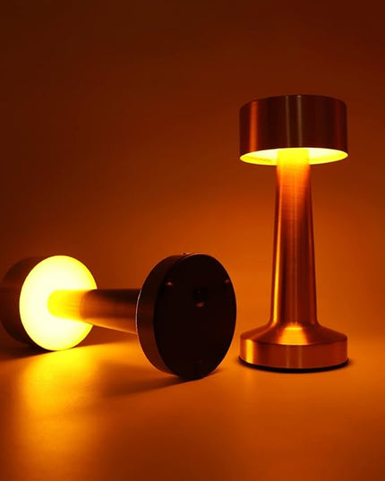 Cordless Portable LED Table Lamp with Touch Sensor, Dimmable Gold Yellow White 3 Colors, Rechargeable Desklamp Night Light for Kids Nursery Bedroom Bedside Lamp (Rose Gold) - LeafyLoom