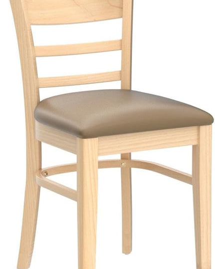 Livinia Cabin Dining Chair Set of 2, Solid Malaysian Oak PU Leather Upholstered Cushion Seat Wooden Ladder Back Side Chairs (Natural-Oak) Assembly Required - LeafyLoom