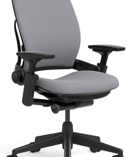 Steelcase Leap Office Chair, Black Frame and Buzz2 Grey Fabric - LeafyLoom