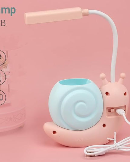 ZYTC LED Desk Lamp Cartoon Snail Adjustable Foldable Reading Lamp Assorted Colors Eye Caring Table Lamp Light with USB Charging Port Built-in Battery for Student Study Work(Pink) - LeafyLoom