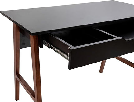 Flash Furniture Darla Computer Desk - Black Home Office Desk with Storage Drawer - 42" Long Writing Desk for Bedroom - LeafyLoom