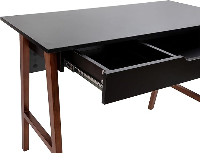 Flash Furniture Darla Computer Desk - Black Home Office Desk with Storage Drawer - 42" Long Writing Desk for Bedroom - LeafyLoom