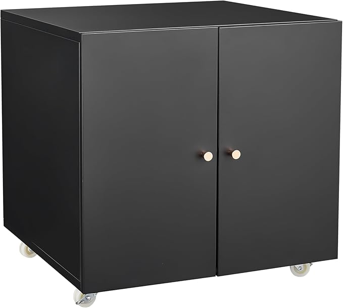 23.62" Metal Office Copier 2 Door and 360 ° Universal Wheel,Mobile Lateral Filing Cabinets w/Aluminum Alloy Handle,Rolling Printer Stand for Legal/Letter/A4,Black - LeafyLoom