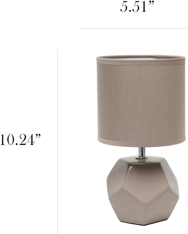 Simple Designs LT2065-GRY Round Prism Mini Table Lamp with Matching Fabric Shade, Gray - LeafyLoom