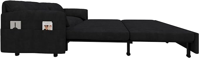 Oversized 3 in 1 Loveseat Sleeper Sofa Bed,Queen Size Love Seats W/Pull Out Couch and Padded Armrests Convertible Spacious Sofabed with Side Storage Pocket for Home Office Apartment Living Room - LeafyLoom