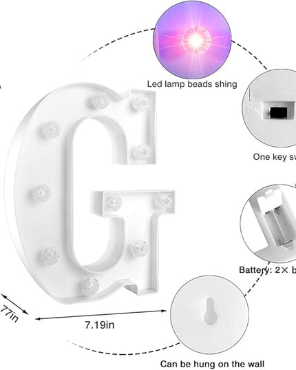 Glintee LED Letter Lights Sign Light Up Letters Sign for Night Light Wedding/Birthday Party Battery Powered Christmas Lamp Home Bar Decoration- (Colorful G) - LeafyLoom