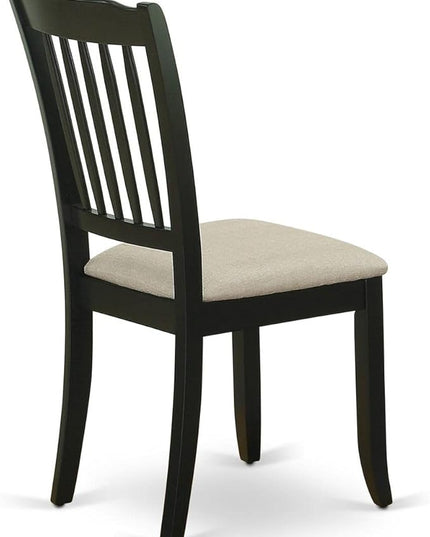 East West Furniture DAC-BLK-C Danbury Kitchen Dining Chairs - Linen Fabric Upholstered Wooden Chairs, Set of 2, Black - LeafyLoom