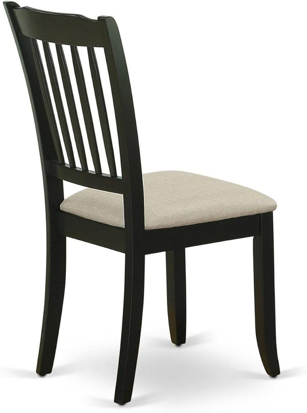 East West Furniture DAC-BLK-C Danbury Kitchen Dining Chairs - Linen Fabric Upholstered Wooden Chairs, Set of 2, Black - LeafyLoom