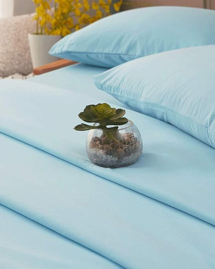 SONORO KATE Bed Sheet Set Super Soft Microfiber 1800 Thread Count Luxury Egyptian Sheets 16-Inch Deep Pocket，Wrinkle -3 Piece (Spa Blue, Twin XL) - LeafyLoom