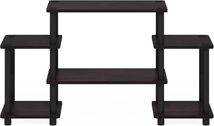 Furinno Turn-N-Tube No Tools Entertainment Center, Round, Square corner, Dark Walnut,11257DWN - LeafyLoom
