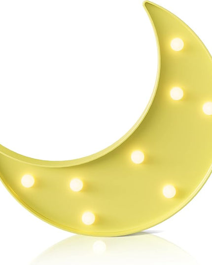 Yellow Moon Decor Bedroom, Battery Powered Moon Night Light for Kids, Kids Room Decor, Baby Room Decor, Nursery Wall Decor, Kids Night Lights for Bedroom, Toddler Night Lights - LeafyLoom