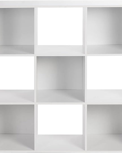 PACHIRA US Open Shelf Bookcase, 9 Cube White Storage Organizer Wood Display Shelf, Free Standing Cubby Bookcase Cabinet Divider Bookshelf Fits 11“ Storage Bin - LeafyLoom