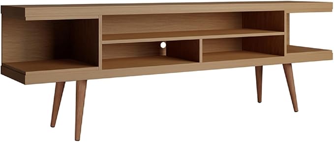 Manhattan Comfort Utopia 70.47" Freestanding Entertainment Center for Living Room, Mid Century Modern TV Stand with Shelves, Storage and Media Holes, Fits 65" Screens, 70.47 Inches, Maple - LeafyLoom