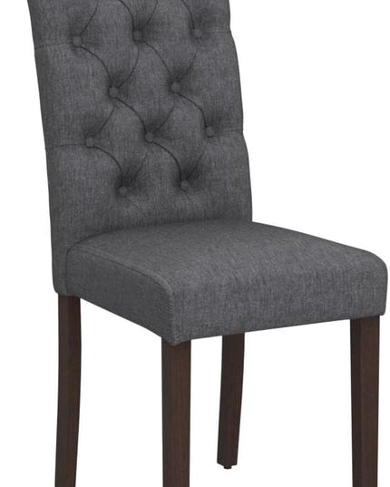 COLAMY Button Tufted Dining Chairs Set of 4, Parsons Upholstered Fabric Dining Room Chairs Kitchen Chairs with Wood Legs and Padded Seat, Dark Grey - LeafyLoom