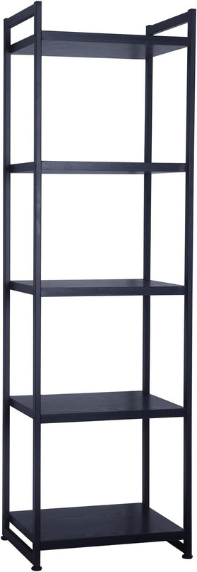 Household Essentials 5 Shelf Free Standing Book Case, Black Oak Finish - LeafyLoom