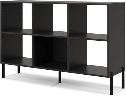 LOKO 6 Cube Bookcase, 3-Tier Floor Open Bookshelf with 5 Metal Legs, Cube Storage Organizer with Adjustable Shelves, Modern Display Shelving for Living Room, Study, Bedroom, Office (black) - LeafyLoom