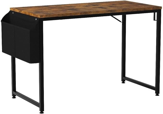 Lufeiya Small Computer Desk Study Table for Small Spaces Home Office 39 40 Inch Rustic Student Writing Desk with Storage Bag,Brown - LeafyLoom