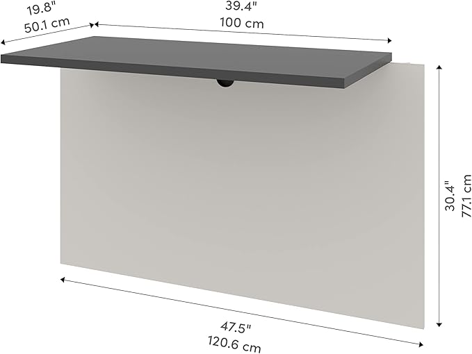Bestar Connexion Desk Bridge, 40W, Slate & Sandstone - LeafyLoom