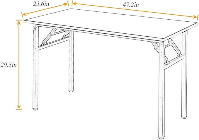 SogesGame Computer Desk, 47 Inch Modern Simple Style Folding Tables, Home Office Writing Desk, Folding Table, No Install Needed, Teak Black - LeafyLoom