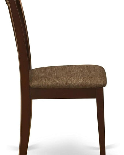 East West Furniture CLC-MAH-C Clarksville Dinette Chairs - Linen Fabric Upholstered Wood Chairs, Set of 2, Mahogany - LeafyLoom