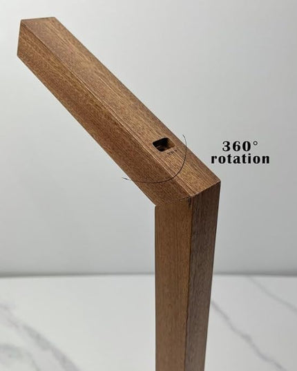 Wooden Versatile Rechargeable Tabletop Lamp - Touch Control, Foldable Design, USB-C Rechargeable LED Light, 1100mAh Battery - Ideal for Bedroom, Living Room, Office, Study, and Emergencies - LeafyLoom