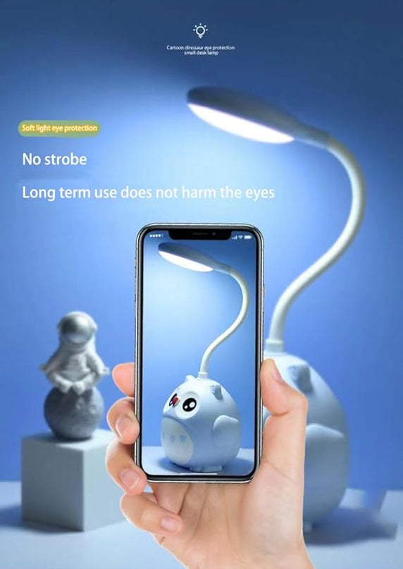 LED Desk Lamp for Kids, Mini Cute Owl Lamp Night Light, Foldable USB Rechargeable Reading Light Bedroom Children's Bedside Study (Blue) - LeafyLoom
