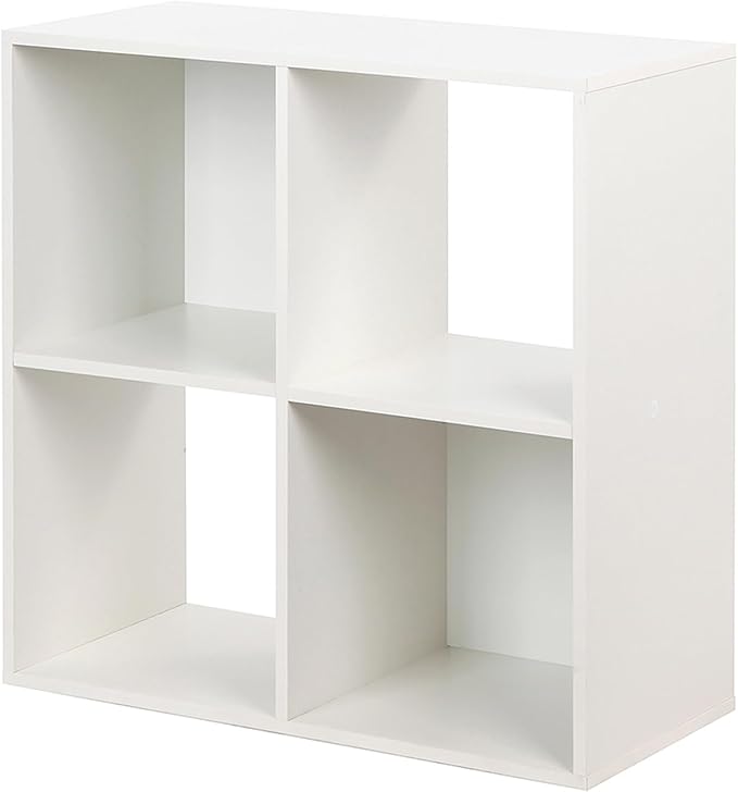 PACHIRA E-Commerce Wooden Storage Cubes Bookcase, Unit Shelf, Closet Cabinet, Organizer Rack in Living Room, Bedroom, Study, 4 Cube, White - LeafyLoom