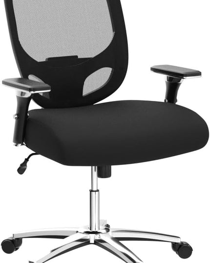 COLAMY Big and Tall Office Chair 500lbs, Heavy Duty Ergonomic Mesh Chair, Computer Executive Desk Chair with Wide Thick Seat, 4D Armrests, Adjustable Lumbar Support and Tilt-Black - LeafyLoom