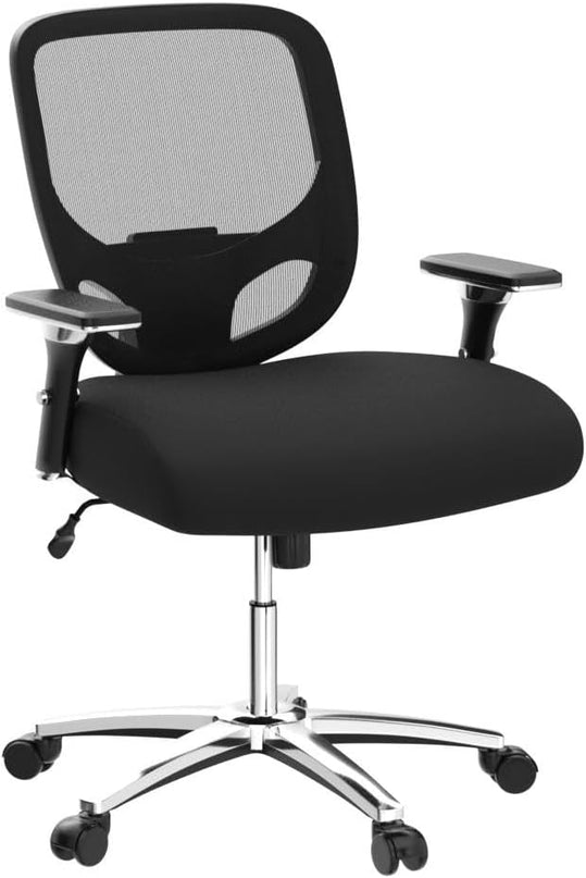 COLAMY Big and Tall Office Chair 500lbs, Heavy Duty Ergonomic Mesh Chair, Computer Executive Desk Chair with Wide Thick Seat, 4D Armrests, Adjustable Lumbar Support and Tilt-Black - LeafyLoom