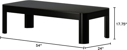 Plank+Beam Modern Rounded Coffee Table, 54 Inch, Solid Wood Contemporary Center Table for Living Room, Rectangle Tea Table, Black - LeafyLoom