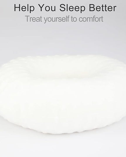 Ear Piercing Pillow for Side Sleeping, Chn Pillow with Hole for Side Sleepers Ear Pain Inflammation Pressure Sores O-Shaped Donut Guard Minky Dot White - LeafyLoom