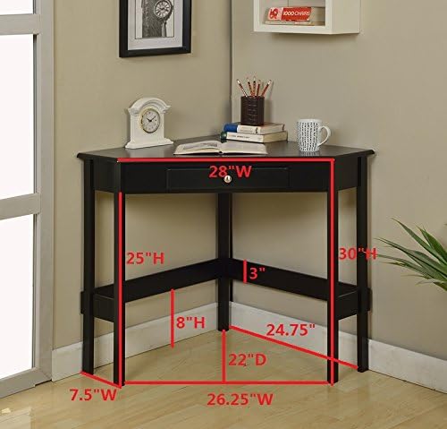 Kings Brand Furniture - Hastings Wood Home & Office Corner Desk with Drawer, White - LeafyLoom