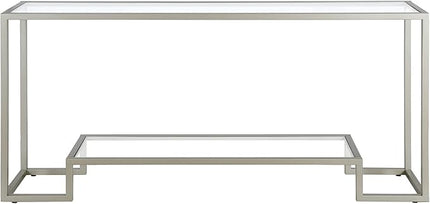 Henn&Hart 64" Wide Rectangular Console Table in Satin Nickel, Entryway Table, Accent Table for Living Room, Hallway - LeafyLoom